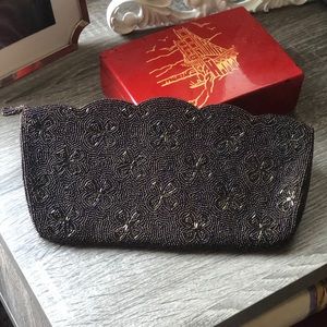 Vintage Beaded Iridescent Brown Clutch